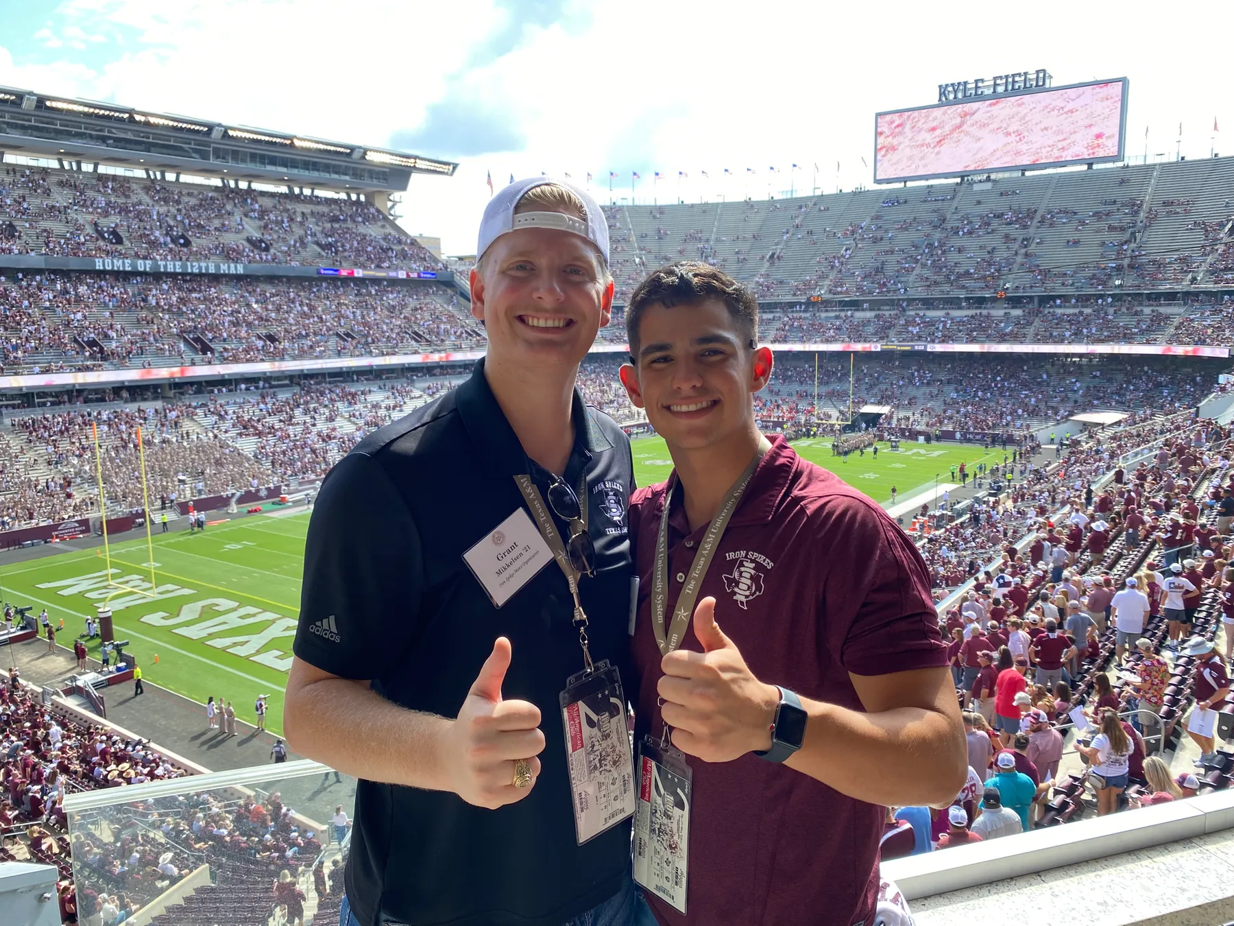Two Iron Spikes members at Kyle Field